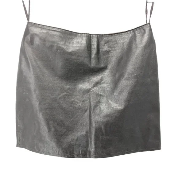 Theory Size 2 Leather Black Brown Chocolate Dark Brown Mini Skirt - Picture 16 of 16